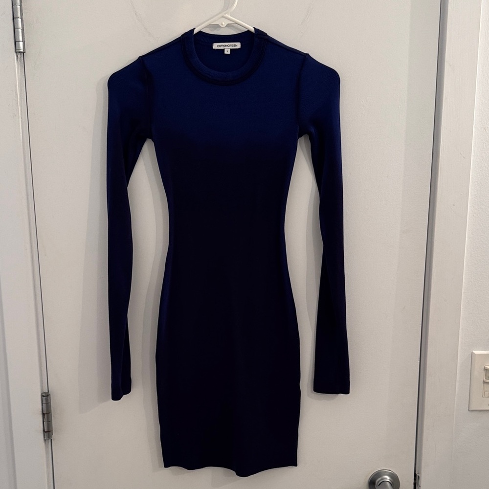 Cotton Citizen Blue Knit Mini Dress Size S Long Sleeve Bodycon
